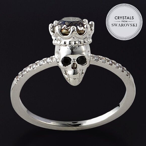 Skull crown ring with Swarovski Crystals Charmed Aroma Skull Collection - Picture 1 of 11